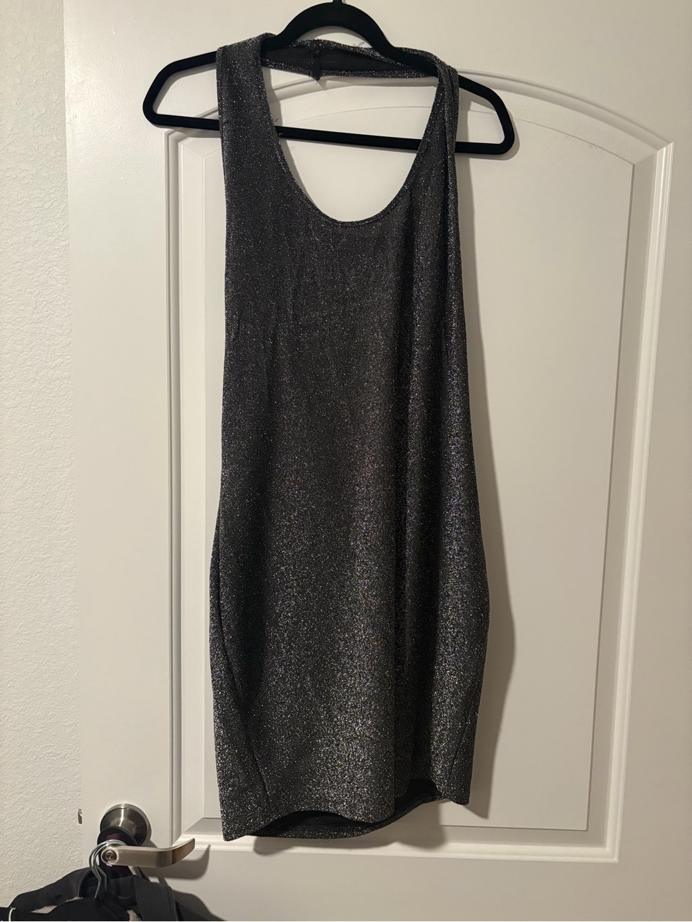 SHEIN Black Metallic Glitter Mini Dress